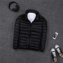 Load image into Gallery viewer, 2019 autumn winter ultra thin lightweight down jacket men stand collar white duck down coat plus size S - 4XL