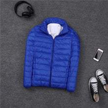 Load image into Gallery viewer, 2019 autumn winter ultra thin lightweight down jacket men stand collar white duck down coat plus size S - 4XL