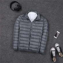 Load image into Gallery viewer, 2019 autumn winter ultra thin lightweight down jacket men stand collar white duck down coat plus size S - 4XL